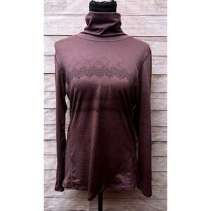 Kyodan Turtleneck Top Womens Long Sleeve Athleisure Plum Activewear